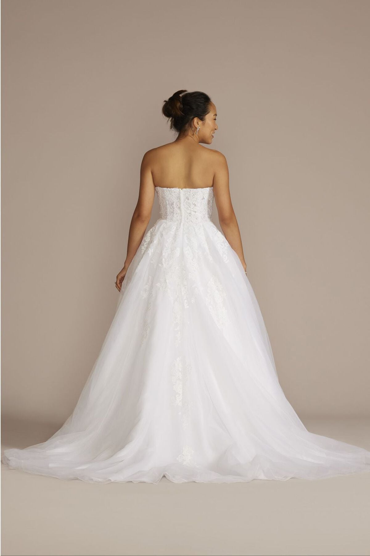 Vestido de novia princesa strapless con varillas en corset, BLANCO SOLIDO, hi-res