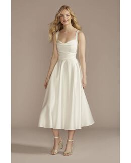 Vestido de novia midi con plisado en escote