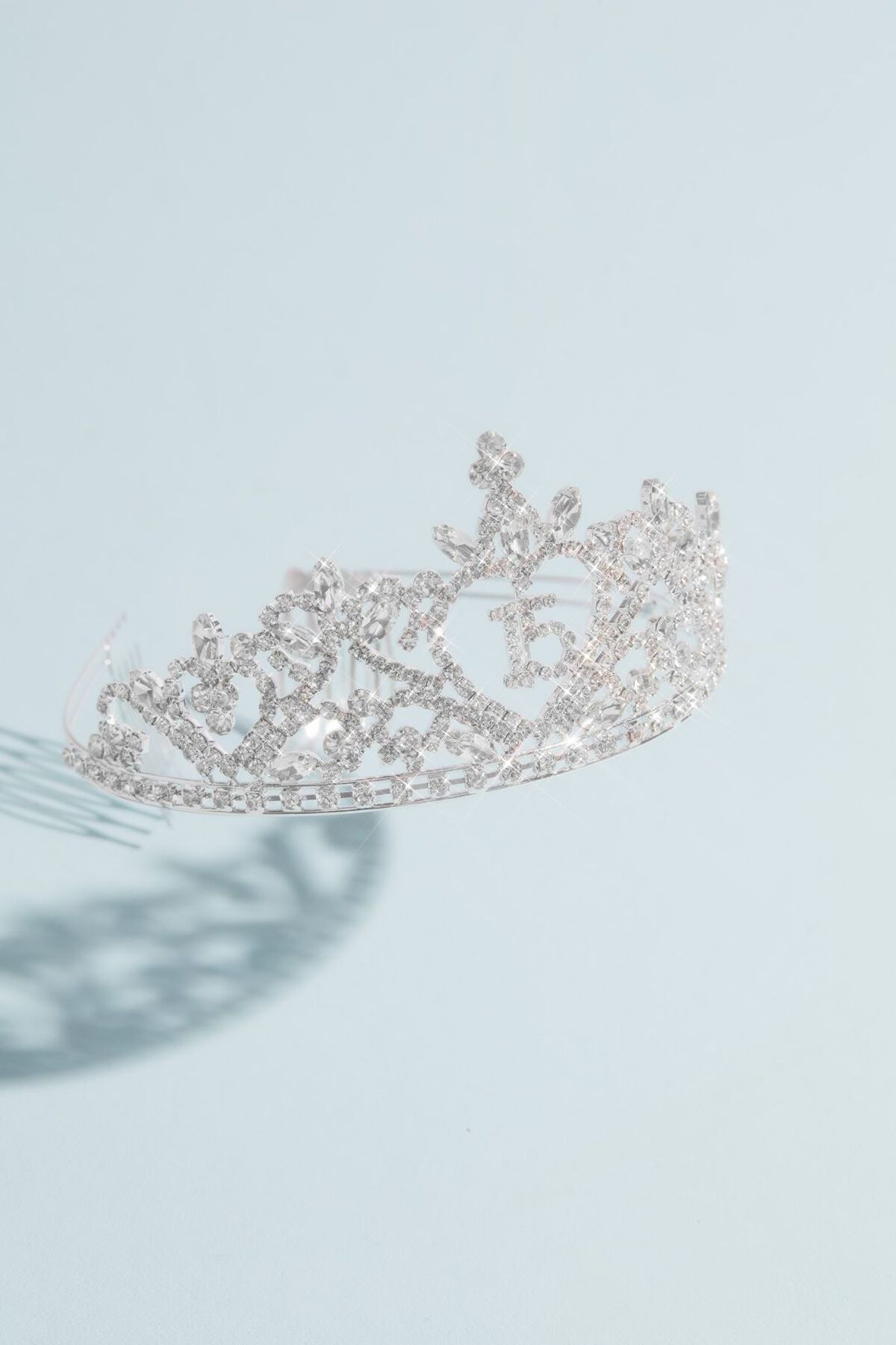 Tiara de quincea&ntilde;era con cristales, PLATA, hi-res