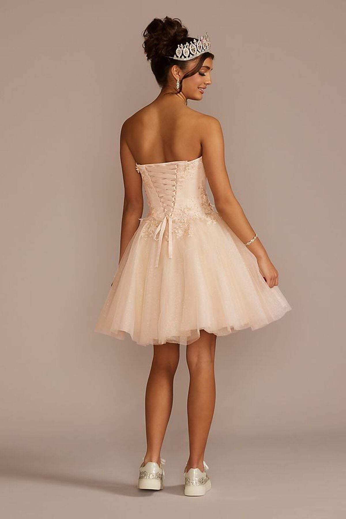 Vestido de quincea&ntilde;era con mangas ca&iacute;das al hombro removibles, CHAMPAGNE, hi-res