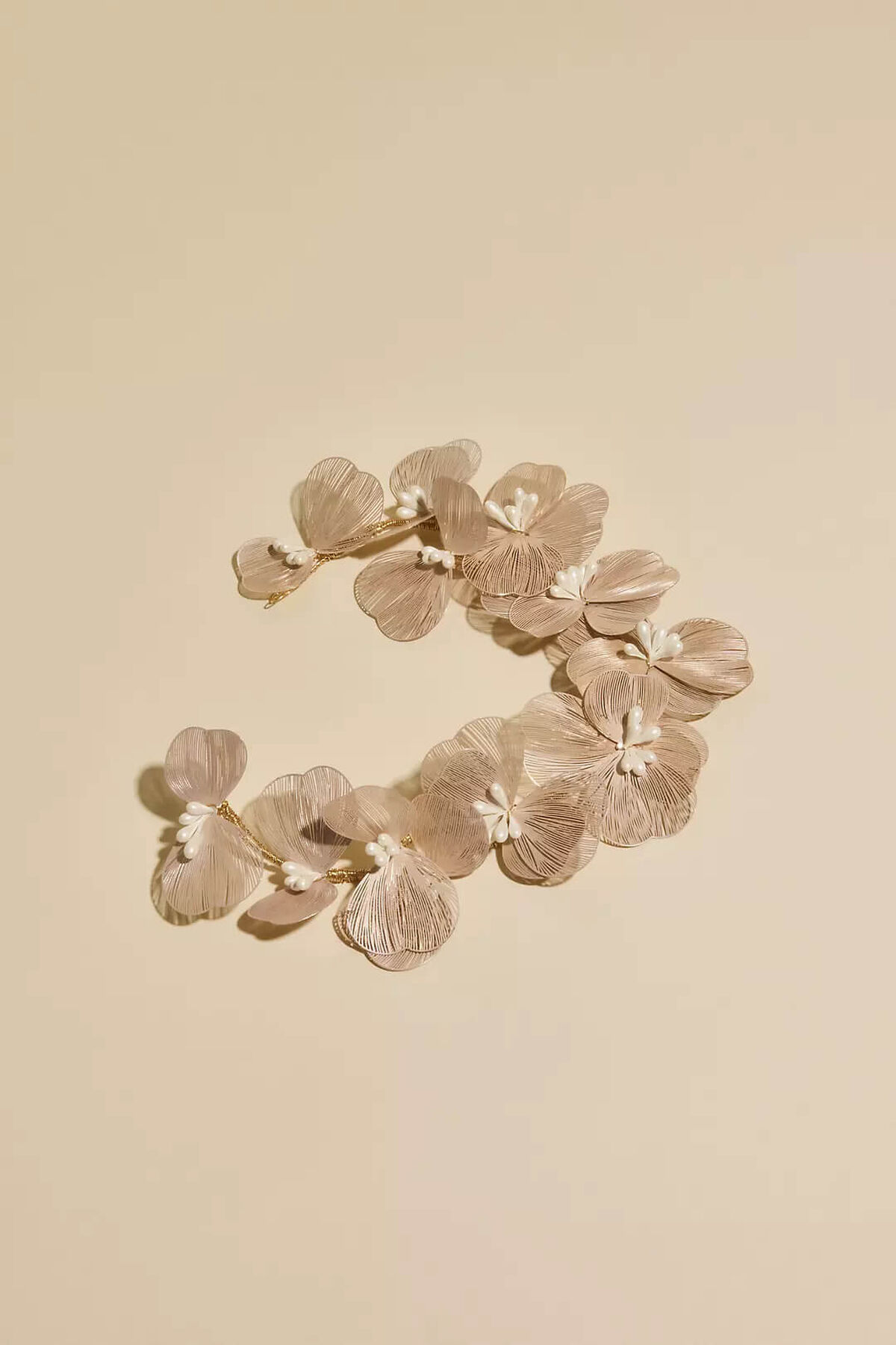 Diadema con flores y perlas, ORO, hi-res