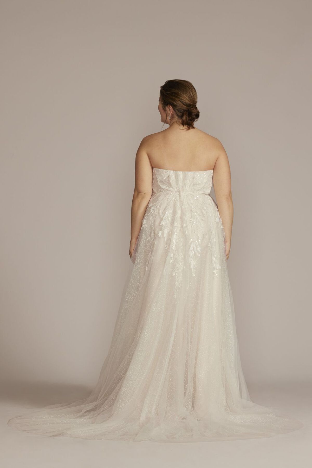 Vestido de novia strapless con aplicaciones de brillante pedrer&iacute;a, MARFIL NACARADO, hi-res