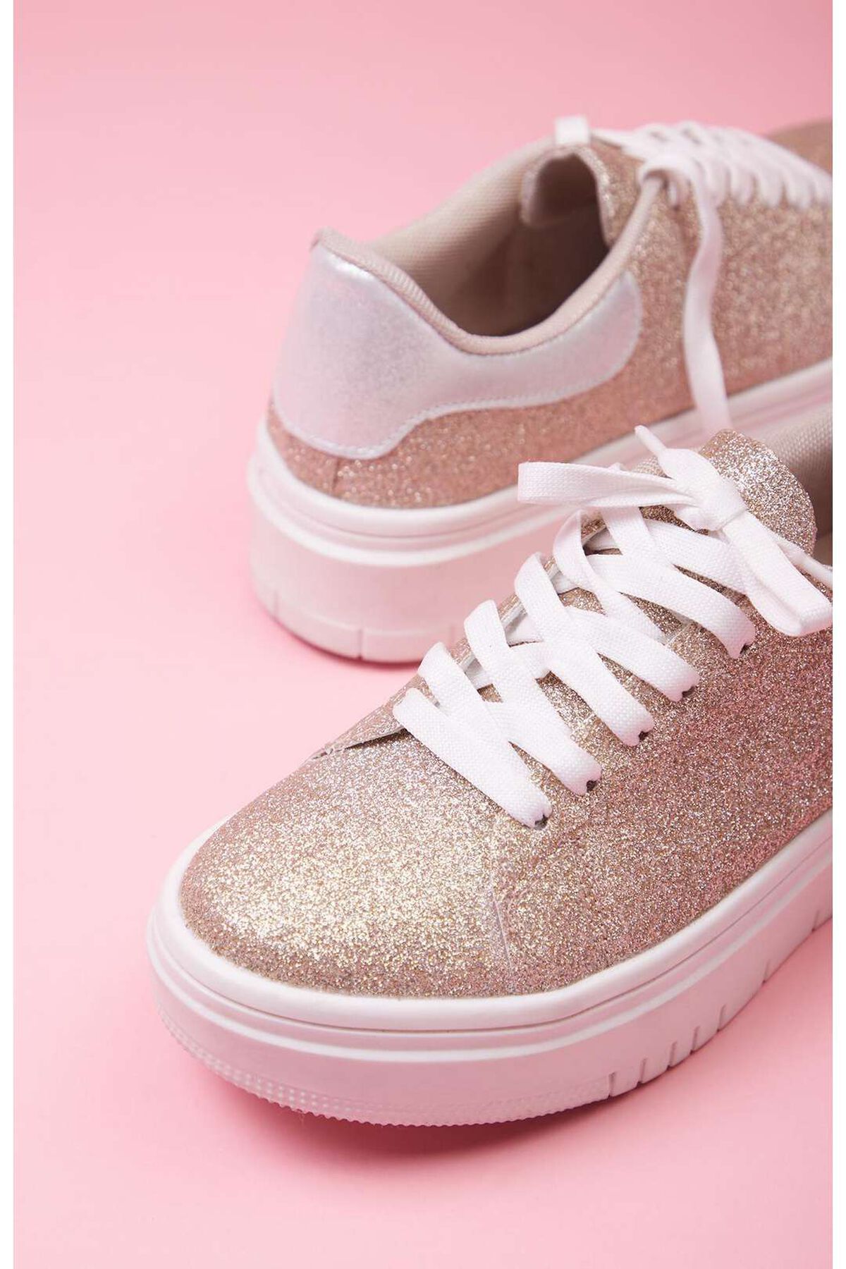 Tenis de plataforma con glitter, ORO, hi-res