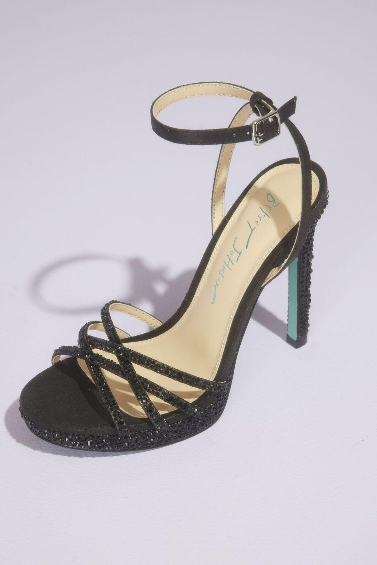 Tacones con tiras cruzadas de cristales, NEGRO, hi-res