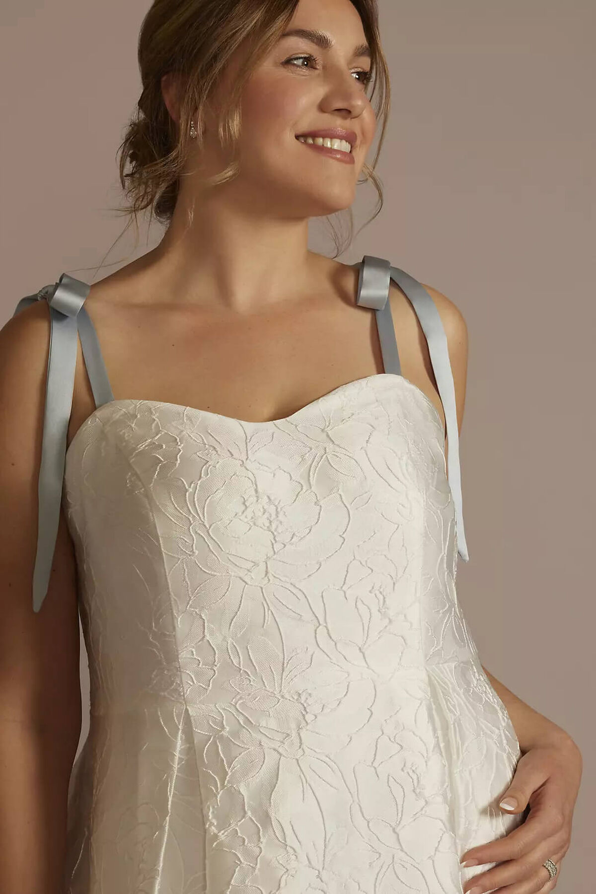 Vestido de novia corto con tirantes, BLANCO SUAVE, hi-res
