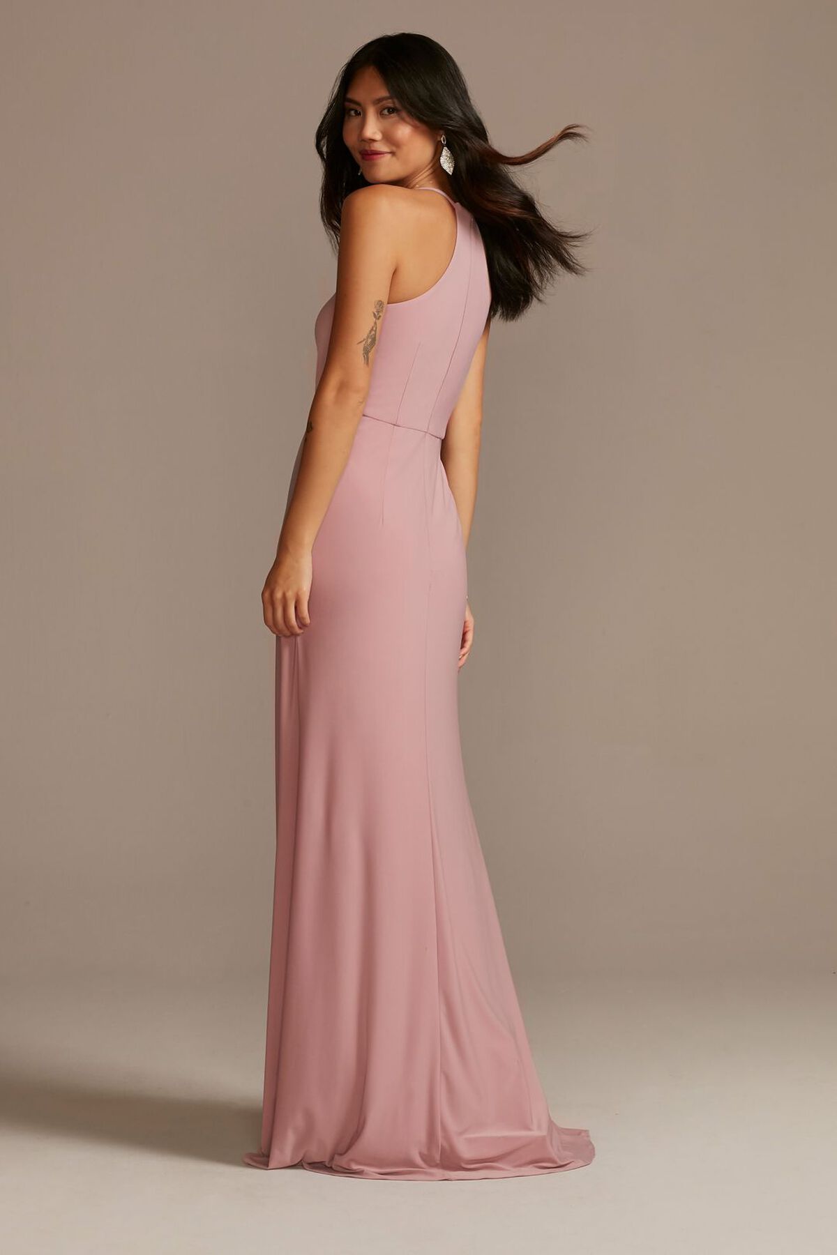 Vestido de dama con fruncido en cintura y abertura en pierna, BALLET, hi-res