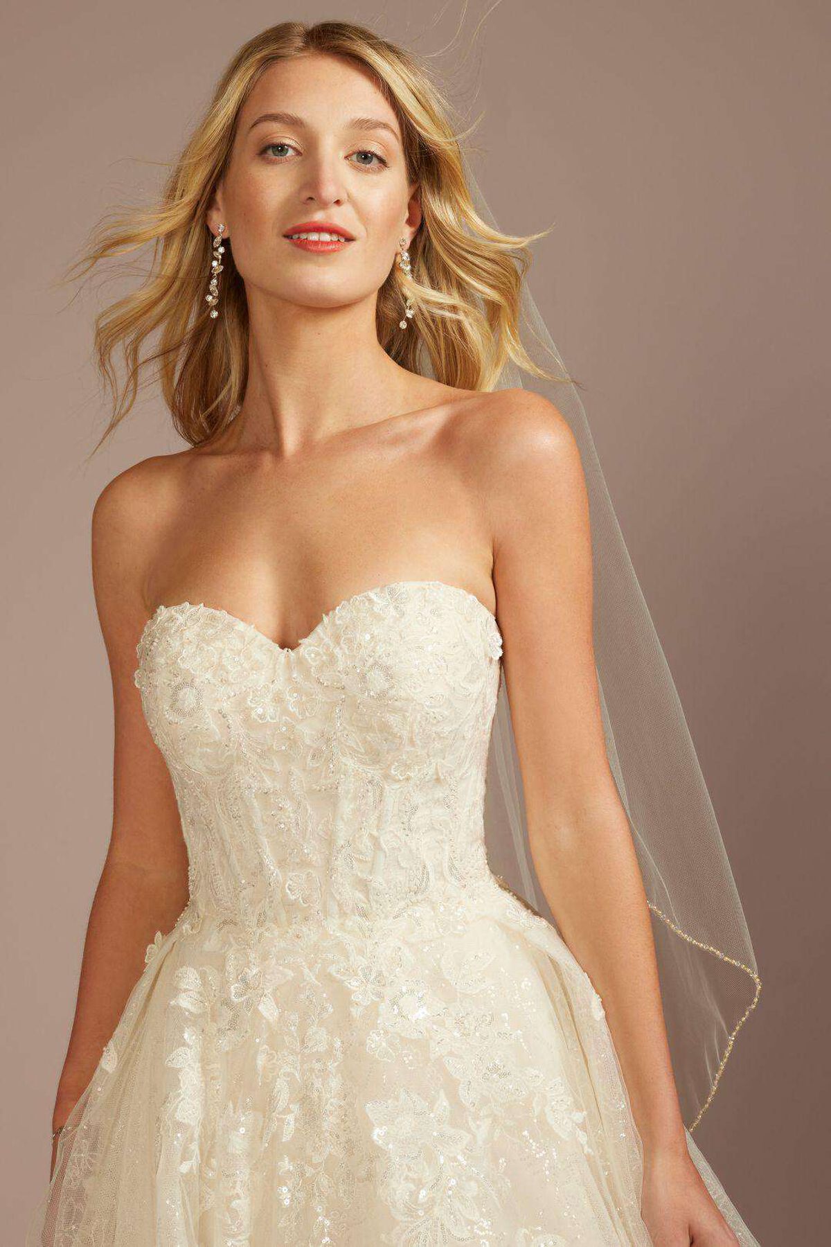 Vestido de novia princesa con mangas desmontables, MARFIL/PIEDRA, hi-res