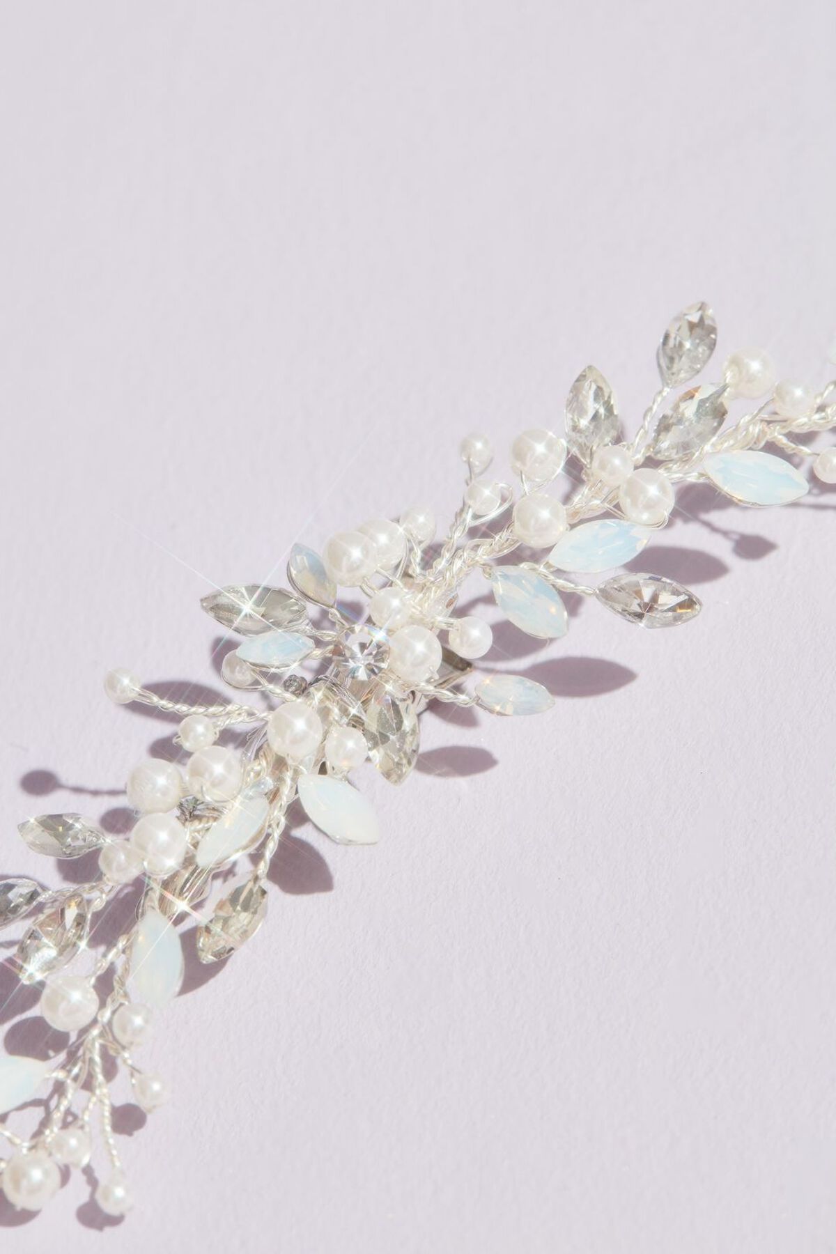 Broche para cabello con perlas y &oacute;palos, PLATA, hi-res