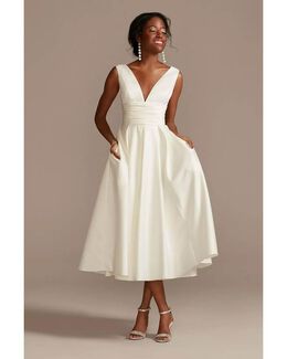 Vestido de novia midi satinado