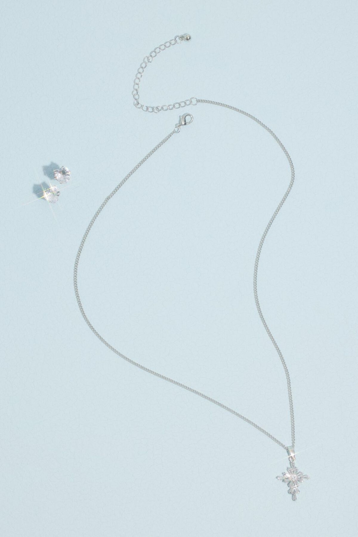 Set de collar y aretes de cristales, PLATA, hi-res