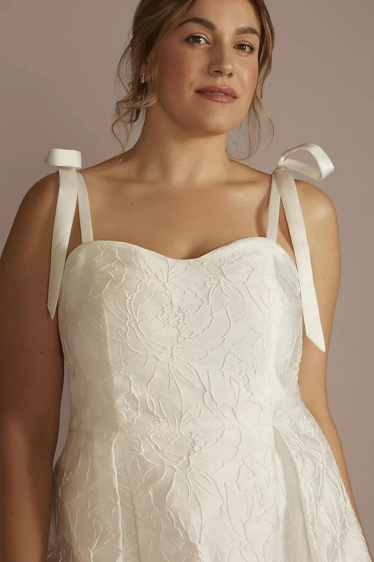 Vestido de novia corto con tirantes, BLANCO SUAVE, hi-res