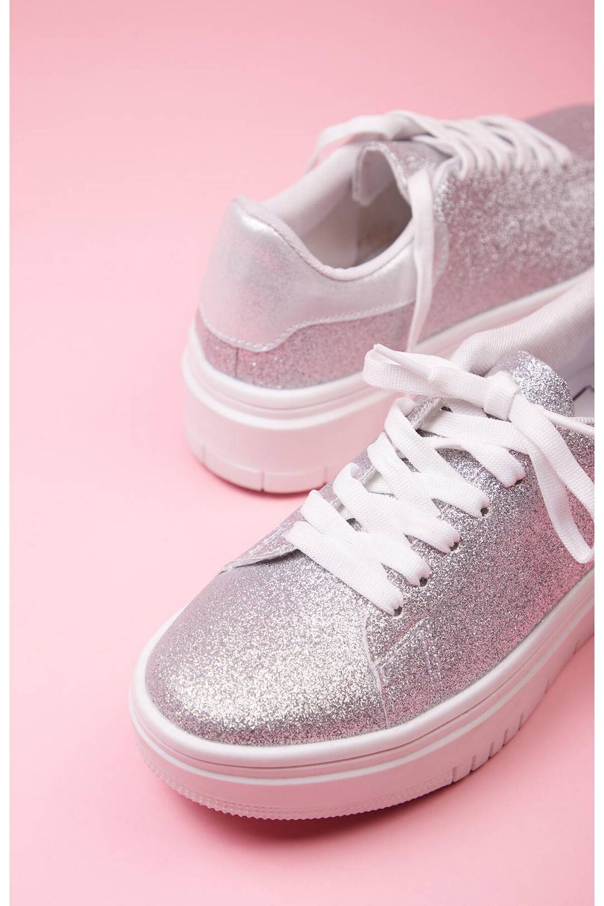 Tenis de plataforma con glitter, PLATA, hi-res