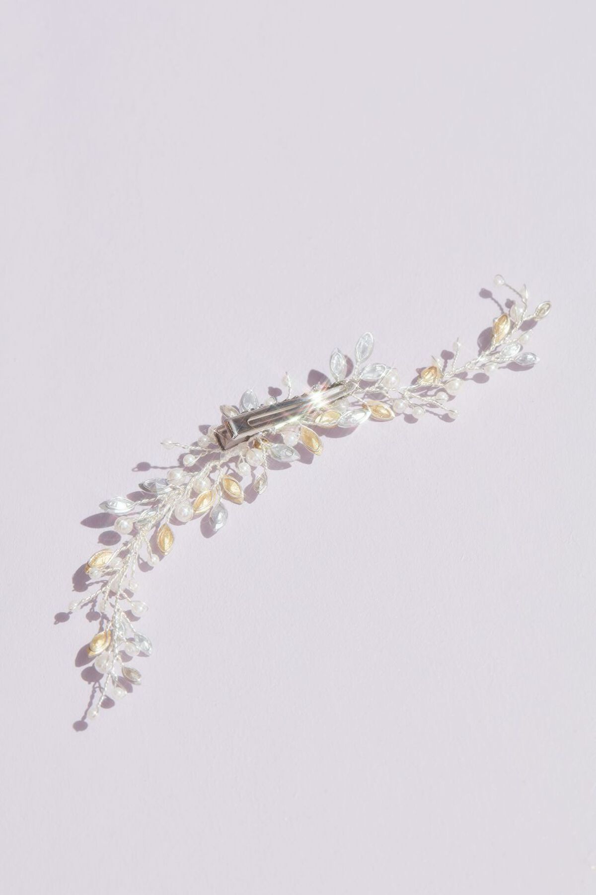 Broche para cabello con perlas y &oacute;palos, PLATA, hi-res