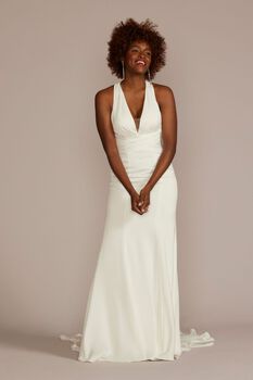 Vestido de novia recto halter de satín