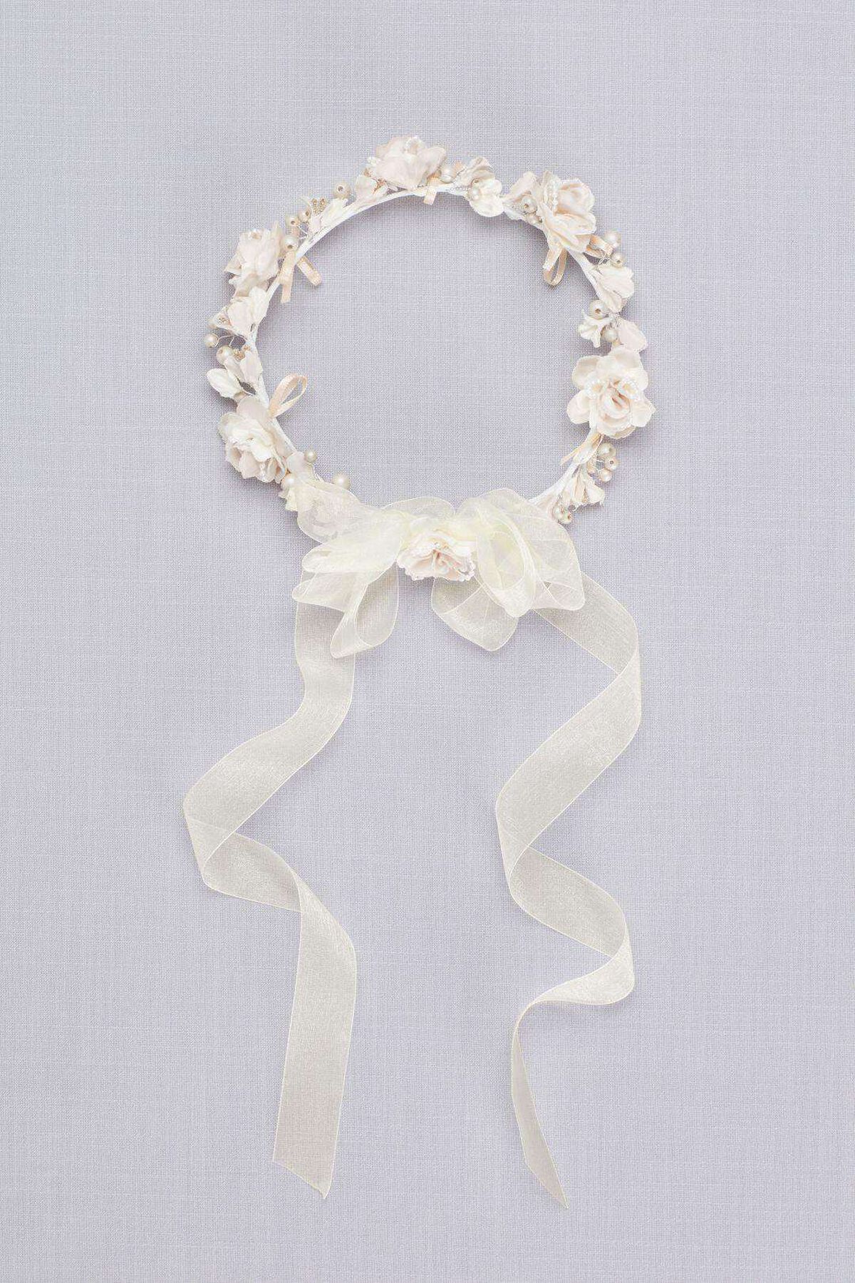 Diadema de flores con perlas, IVY CHAMPAGNE, hi-res