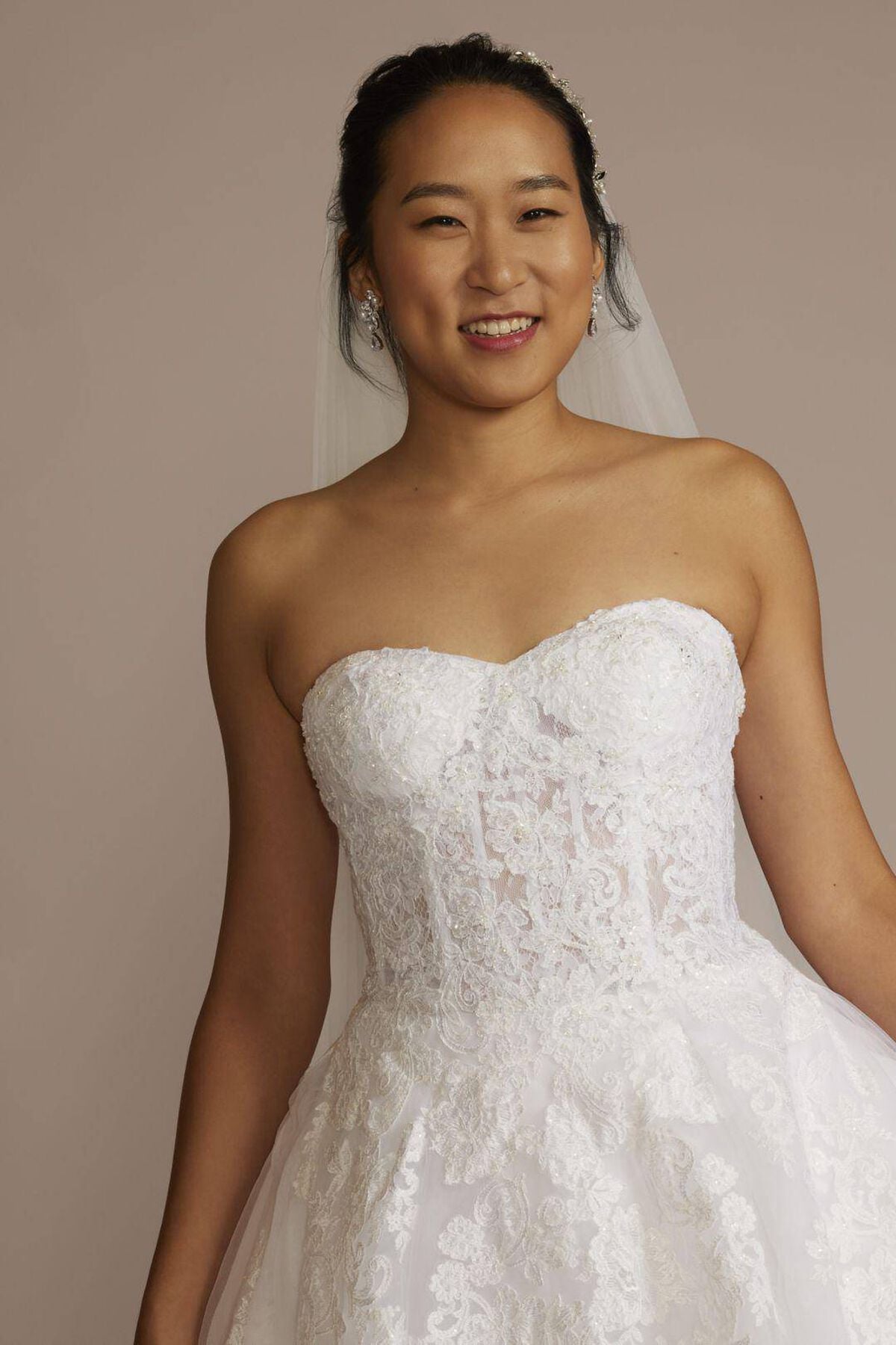 Vestido de novia princesa strapless con varillas en corset, BLANCO SOLIDO, hi-res