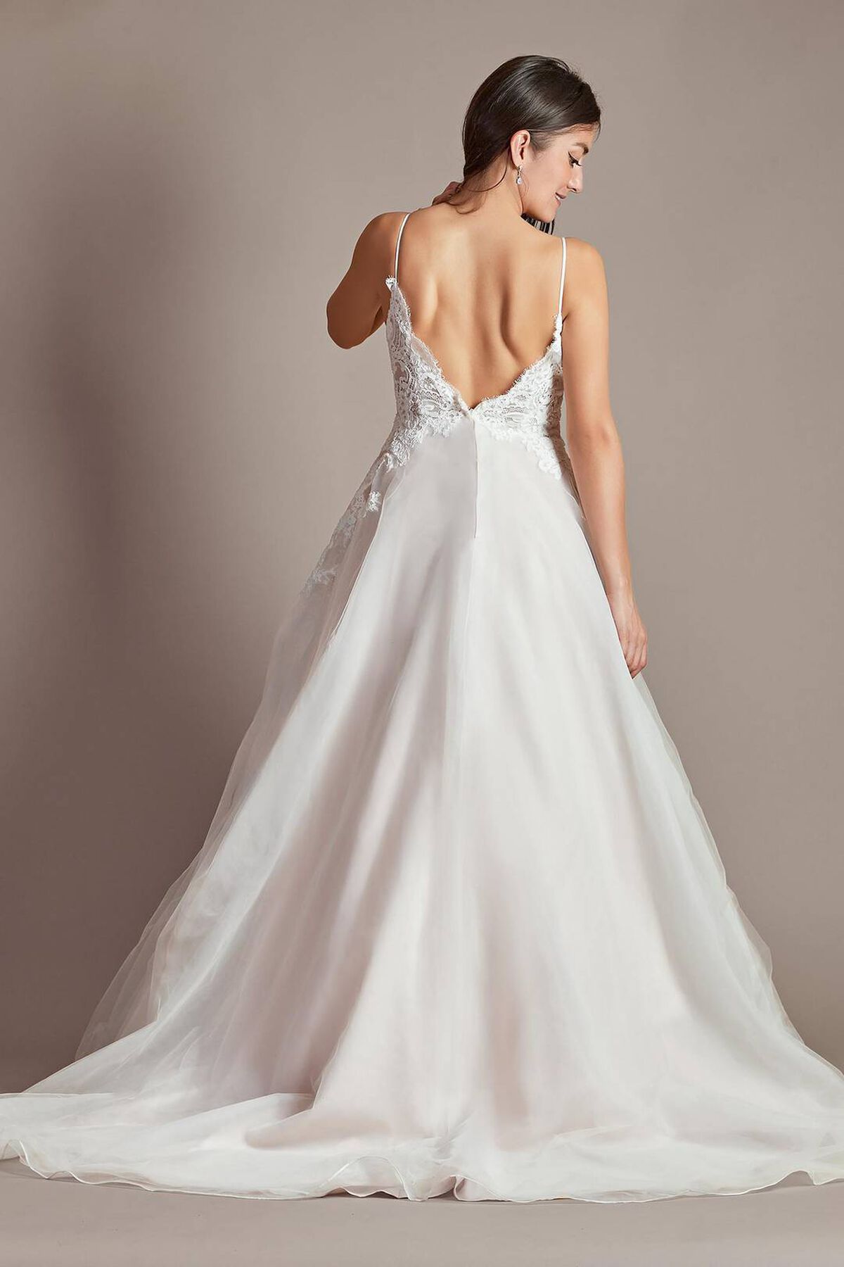 Vestido de novia l&iacute;nea A con aplicaciones de encaje, MARFIL/CASHMERE, hi-res
