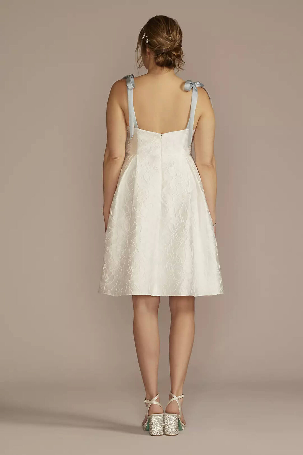 Vestido de novia corto con tirantes, BLANCO SUAVE, hi-res