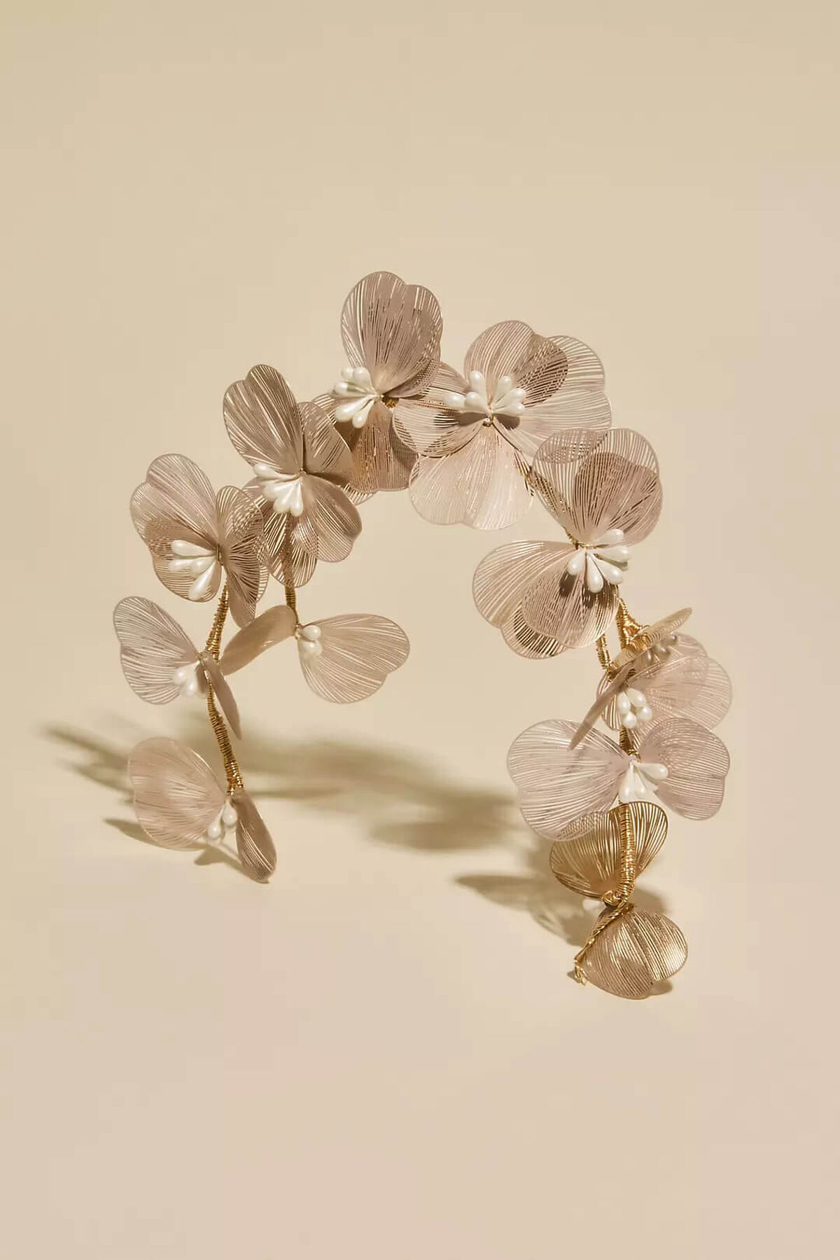 Diadema con flores y perlas, ORO, hi-res