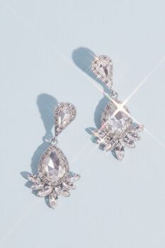 Aretes con cristal en gota y hojas de marquesa