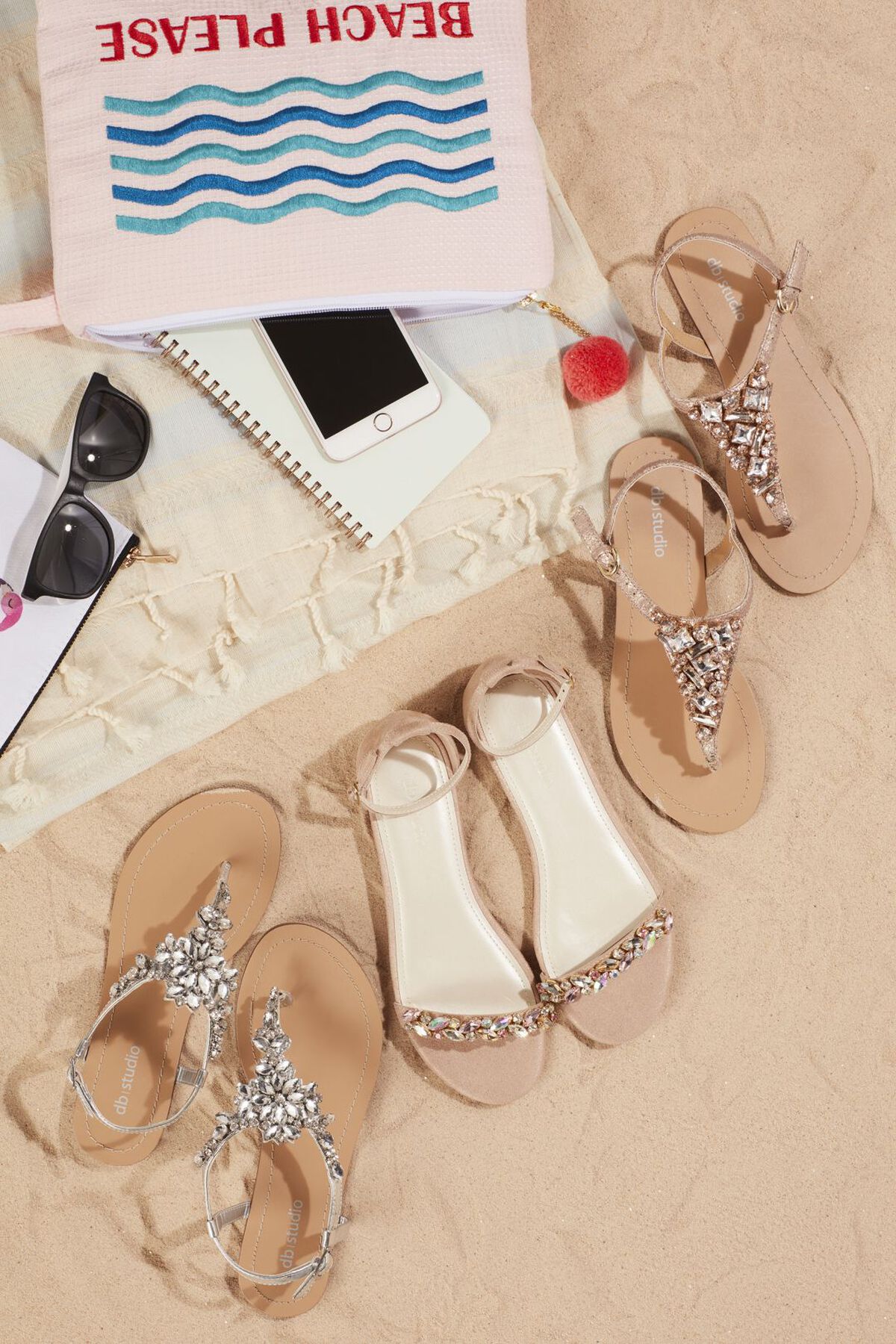 Sandalias con decoraci&oacute;n de pedrer&iacute;a, ROSA ORO, hi-res