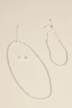 Set de collar, pulsera y aretes con cristales
