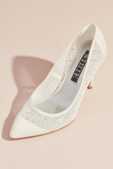 Zapatilla de novia con transparencia y pedrer&iacute;a