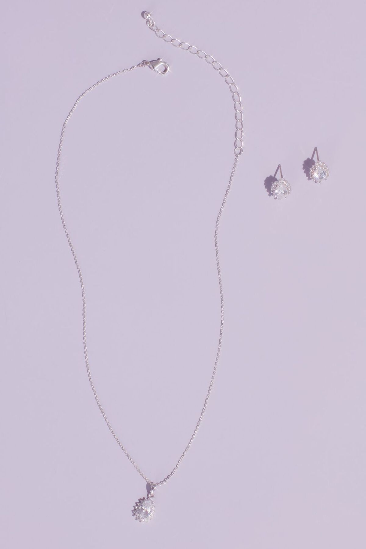 Set de aretes y collar en forma de almendra, PLATA, hi-res