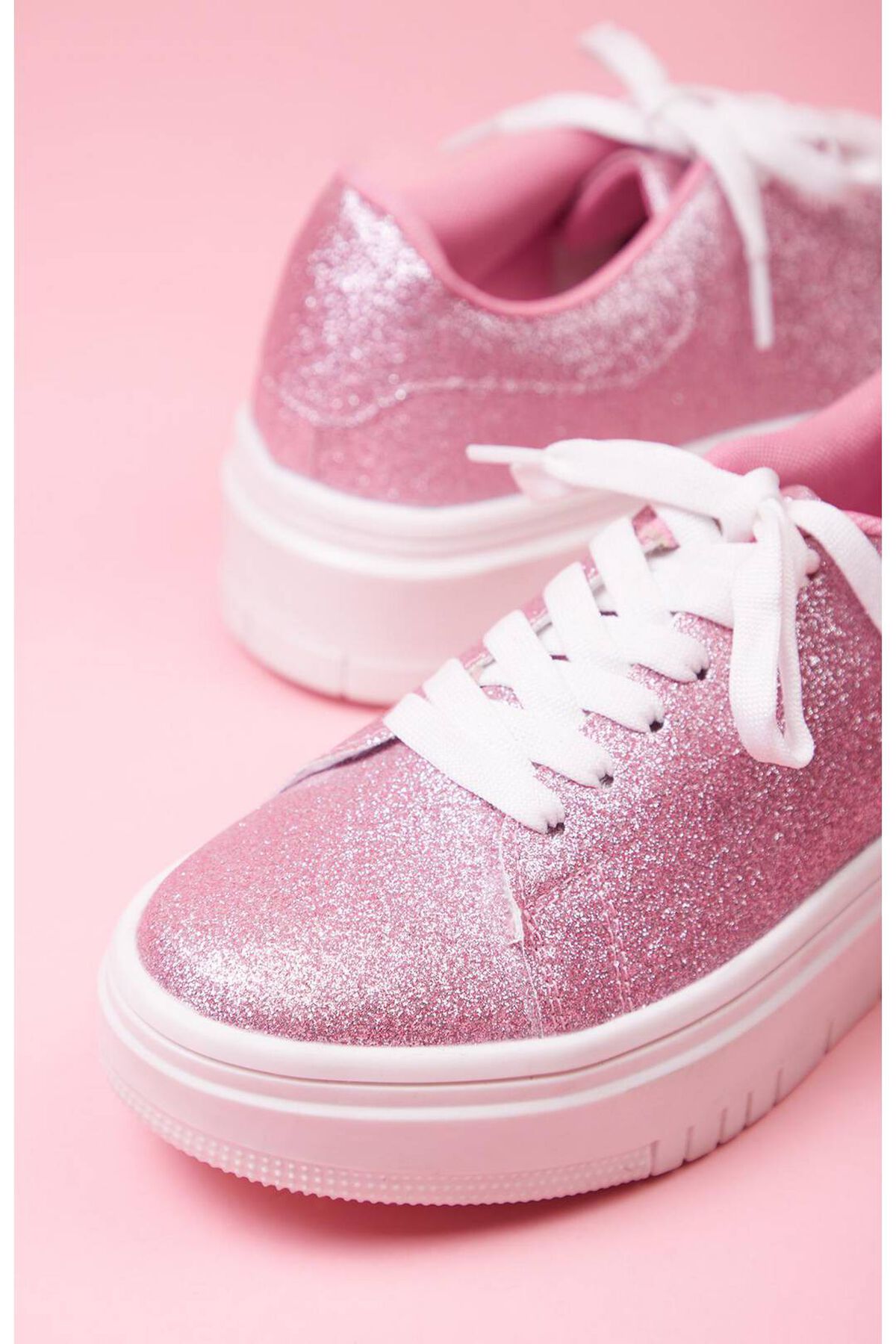 Tenis de plataforma con glitter, ROSA, hi-res