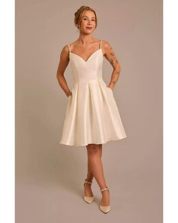 Vestido de novia escote v con tirantes de cristales
