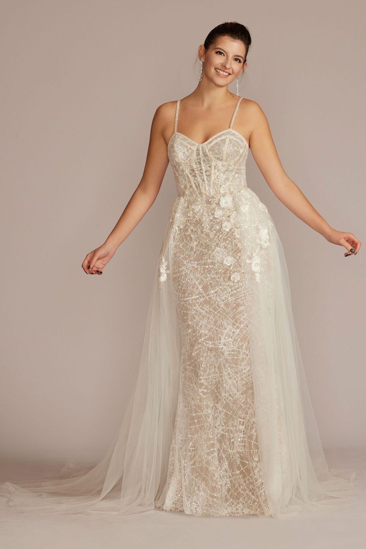 Vestido de novia sirena con falda desmontable, MARFIL BIZCOCHO, hi-res