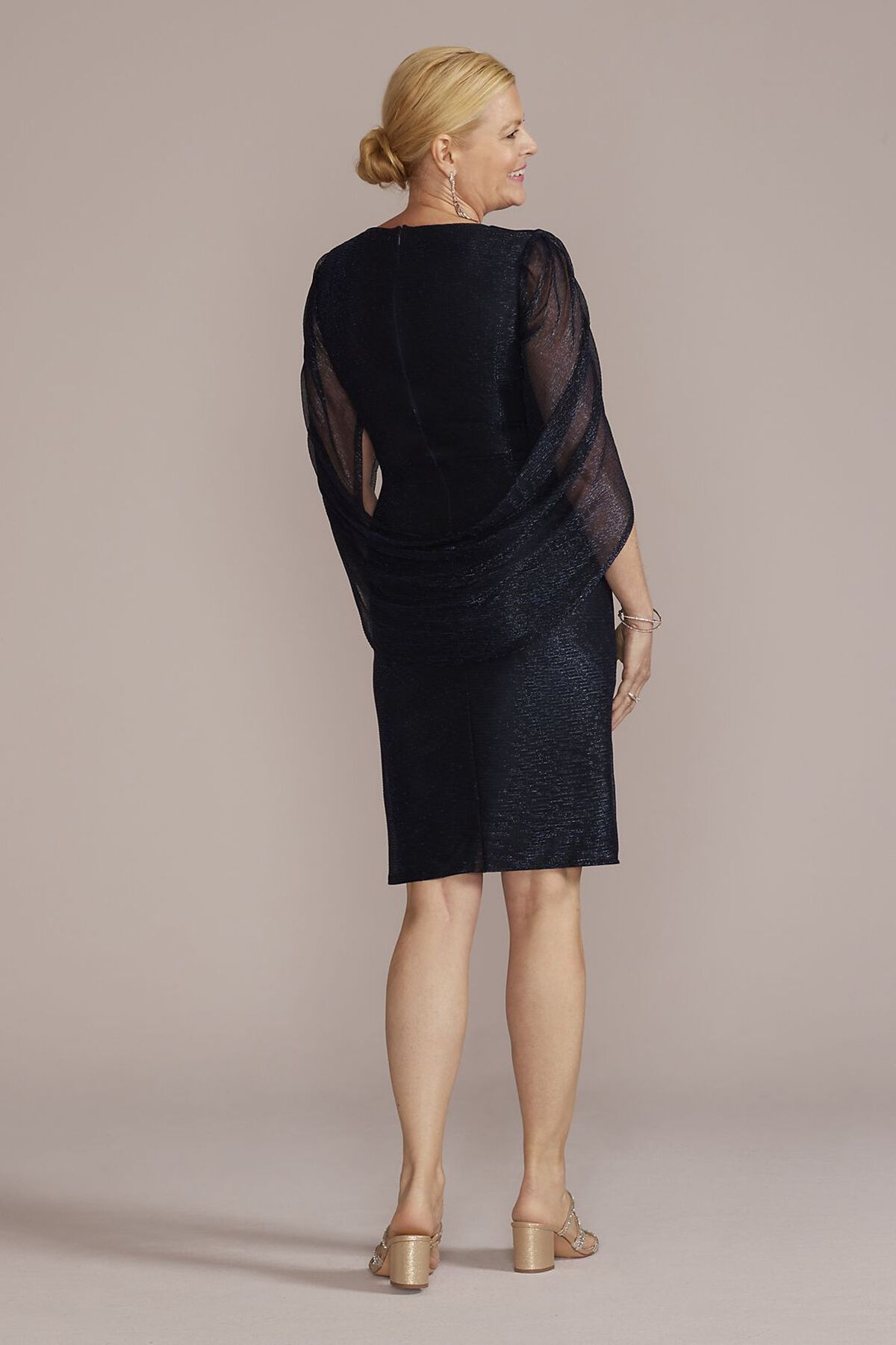 Vestido corto con mangas de tul al codo, NAVAL, hi-res
