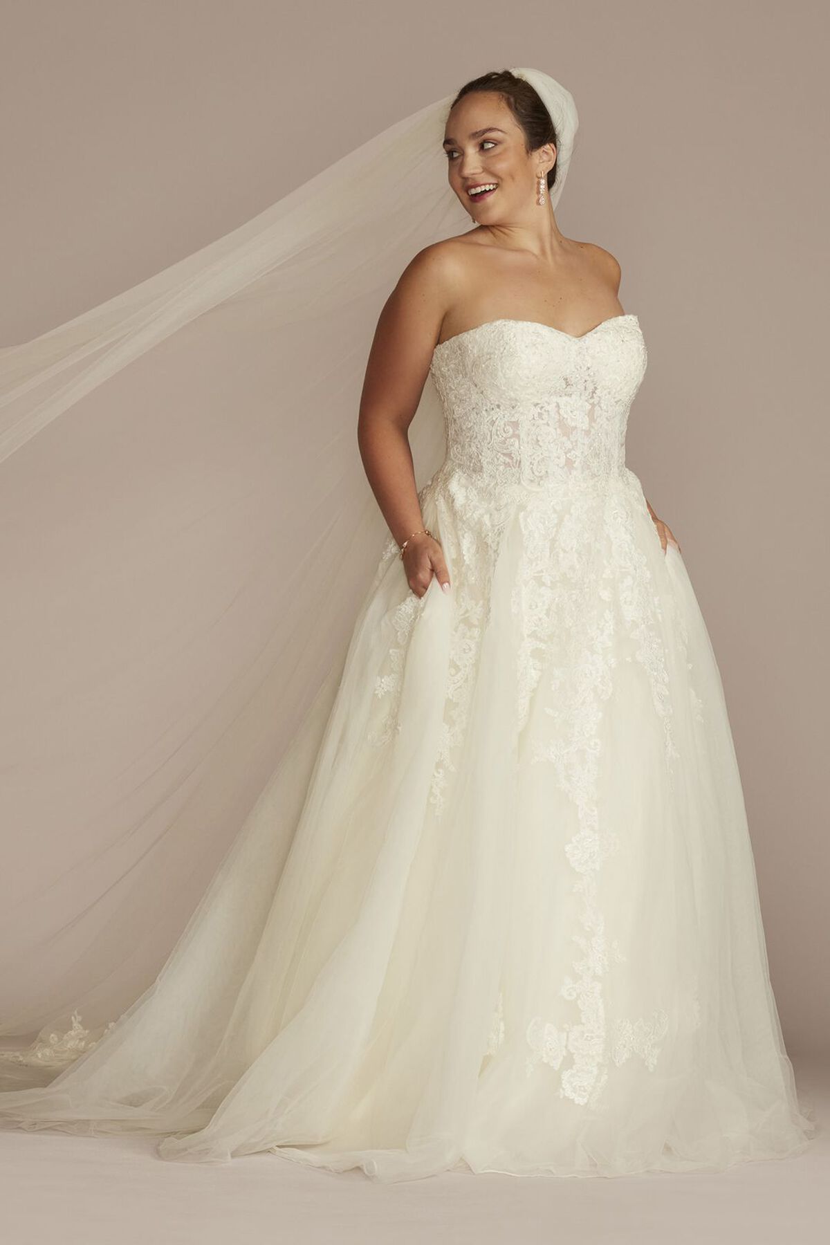 Vestido de novia princesa strapless con varillas en corset, MARFIL SOLIDO, hi-res