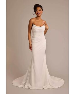 Vestido de novia corte sirena con drapeado