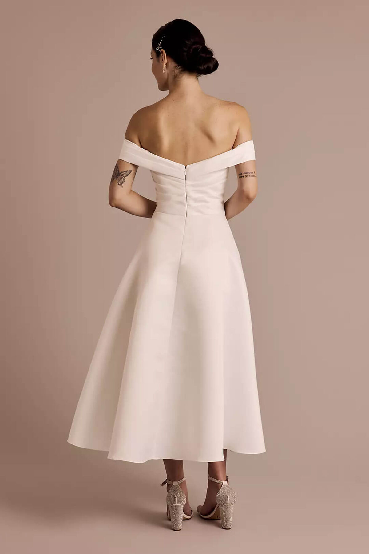 Vestido de novia con hombros descubiertos, BLANCO SUAVE, hi-res