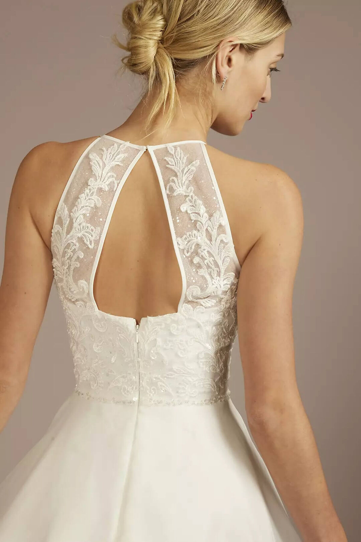 Vestido de novia l&iacute;nea A y escote halter, BLANCO SUAVE, hi-res
