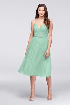 Vestido Corto Para Dama de Encaje y Tul