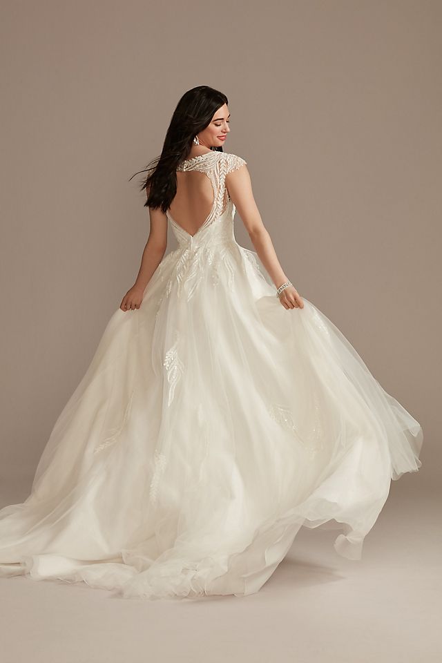 Vestido de novia línea A con escote corazón y falda de tul, MARFIL, hi-res