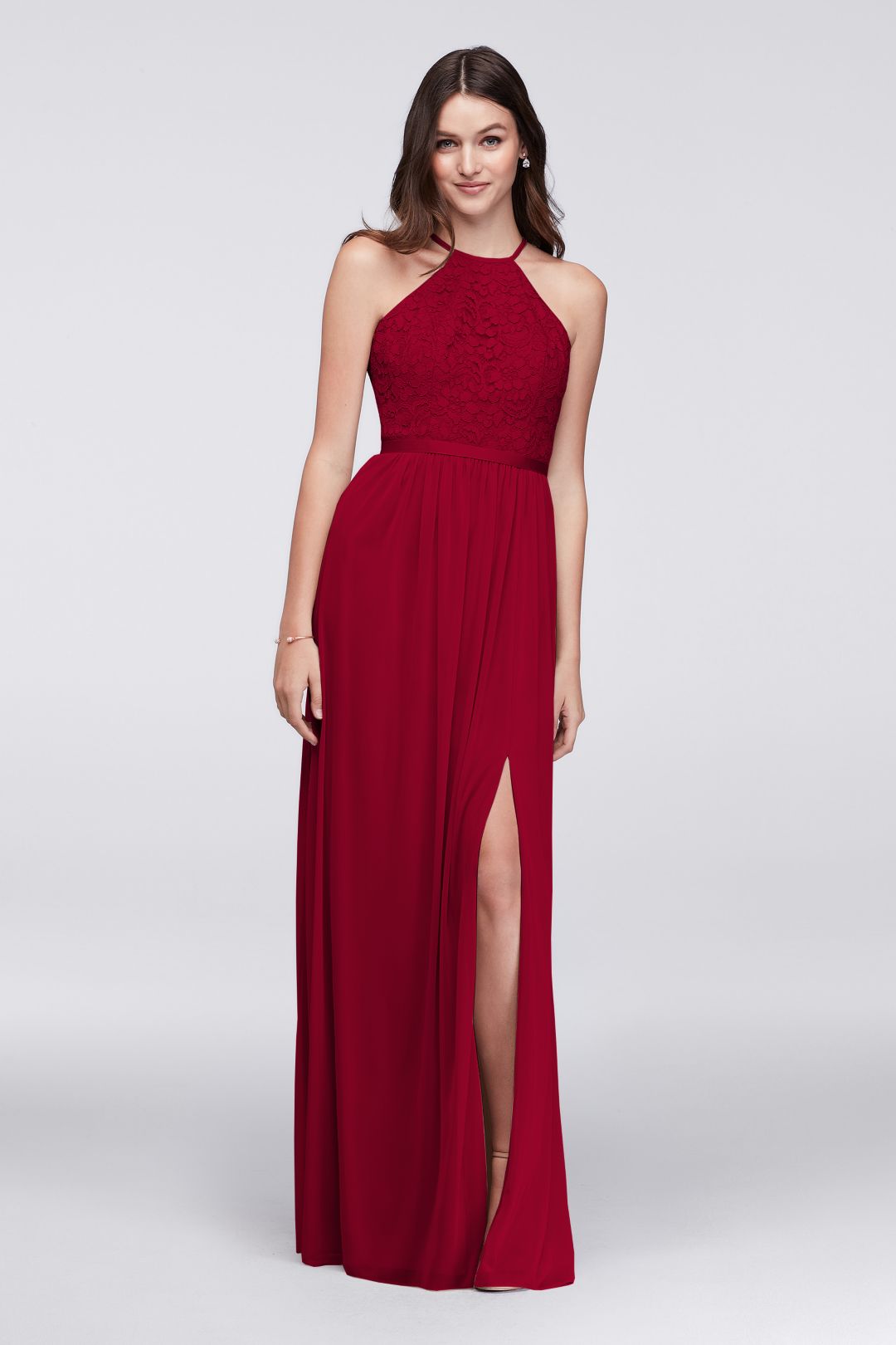 Vestido de dama con escote halter y espalda abierta, MANZANA, hi-res