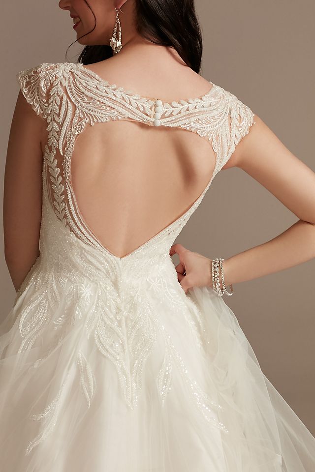 Vestido de novia línea A con escote corazón y falda de tul, MARFIL, hi-res