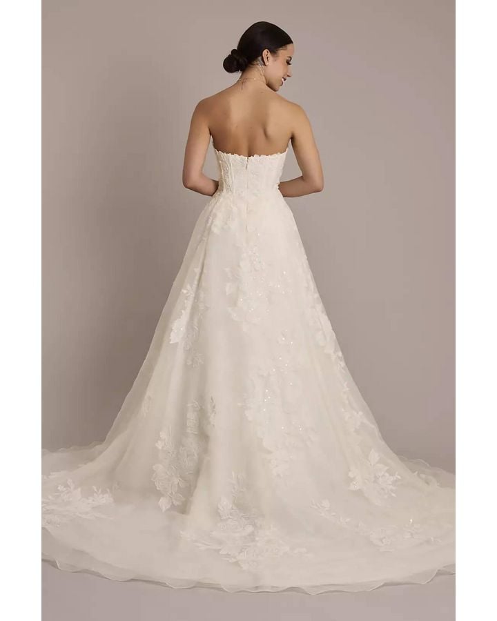 Vestido de novia con aplicaciones florales, MARFIL SOLIDO, hi-res