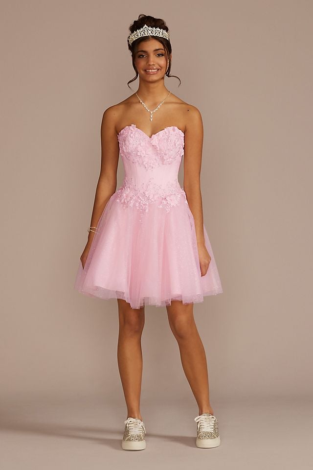 Vestido de quinceañera con mangas caídas al hombro removibles, ROSA CLARO, hi-res
