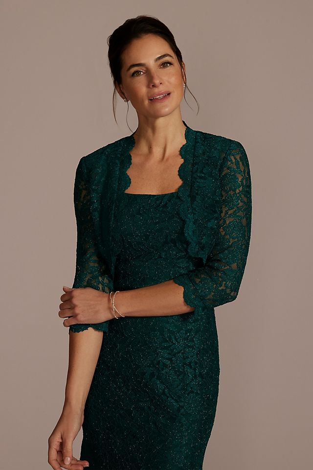 Vestido largo silueta sirena con bolero de encaje, GEMA, hi-res