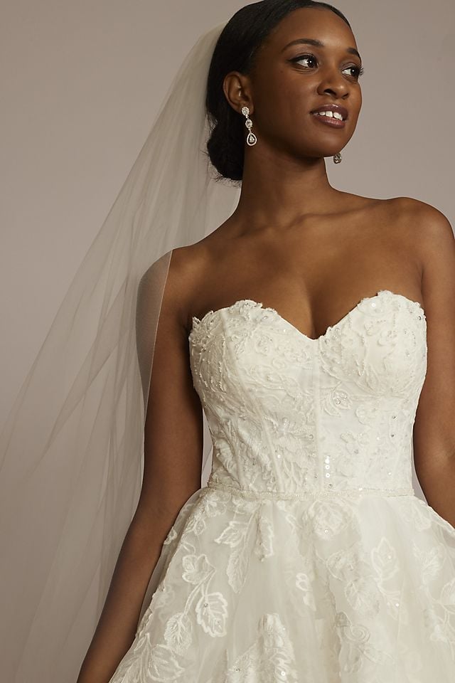 Vestido de novia princesa strapless con escote corazón, MARFIL, hi-res