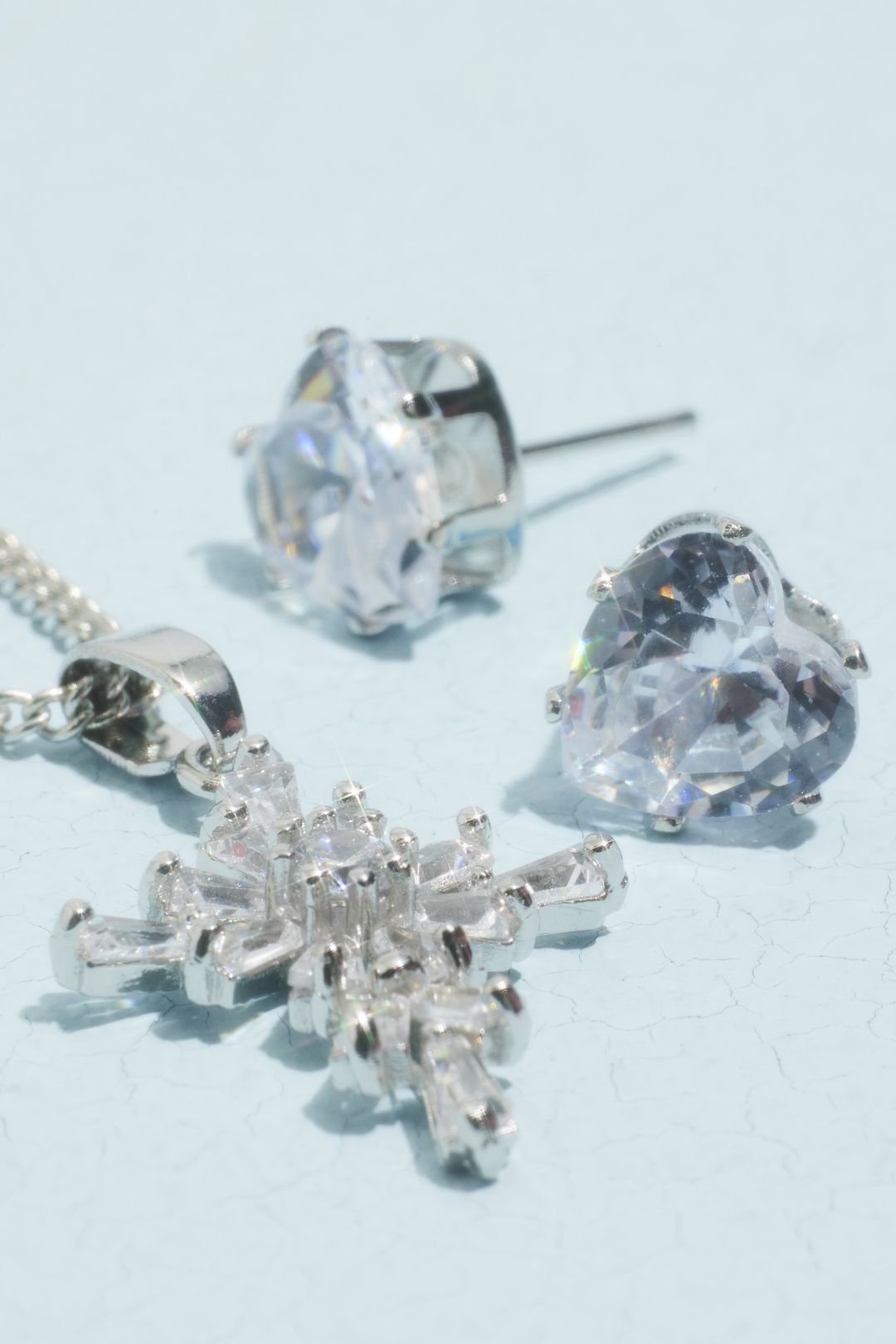 Set de collar y aretes de cristales, PLATA, hi-res