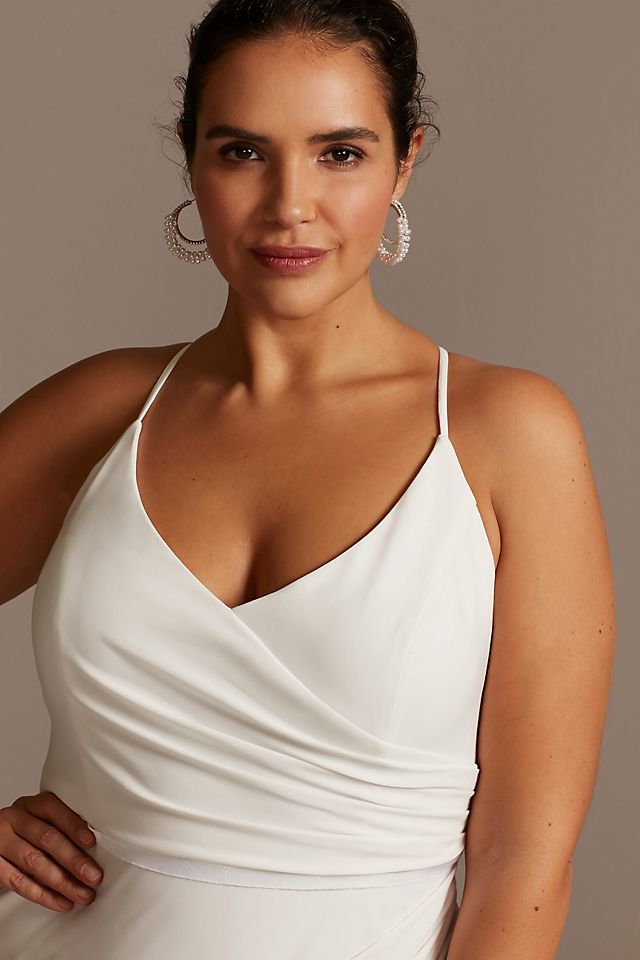 Vestido de novia recto con abertura en la pierna, BLANCO SUAVE, hi-res