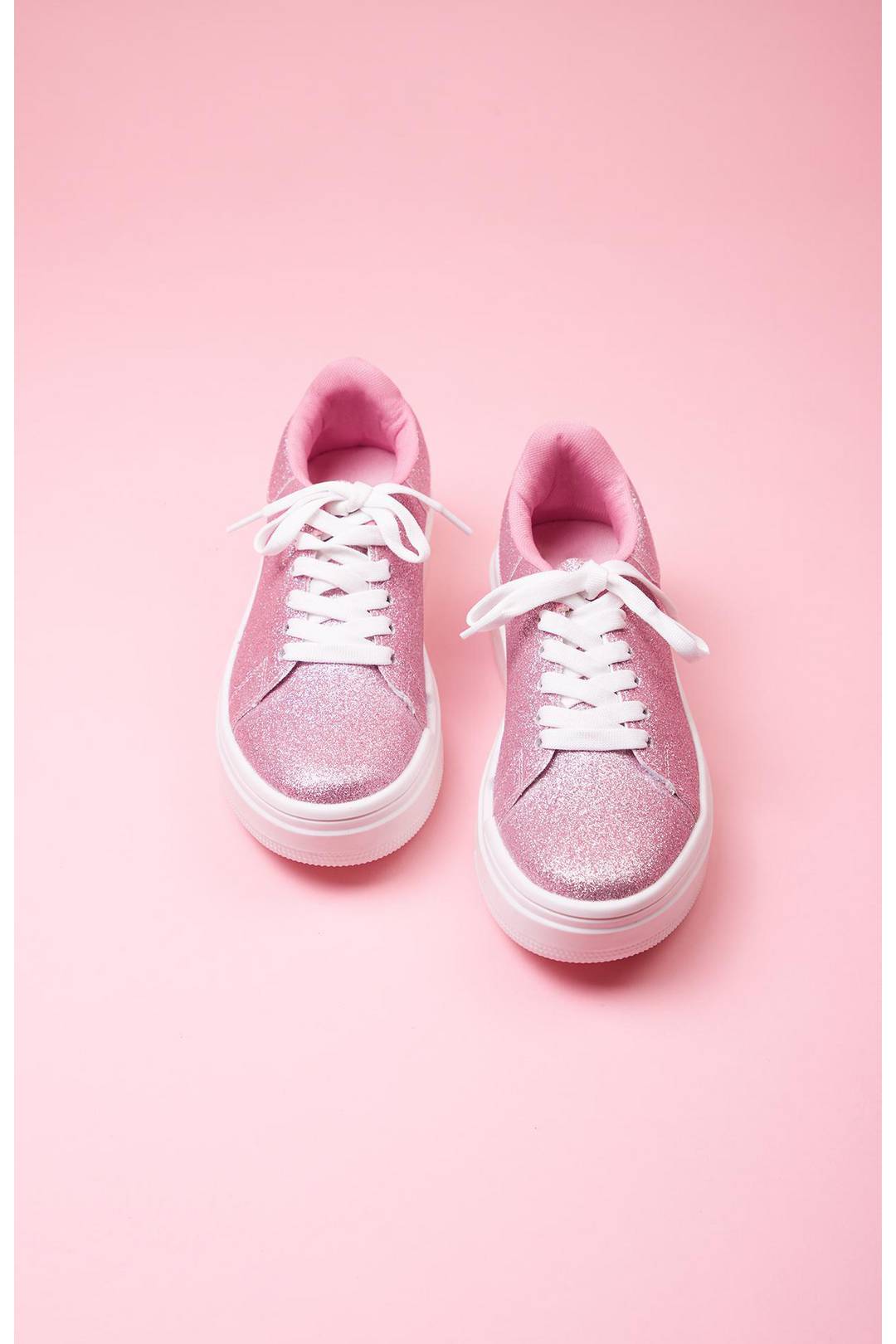 Tenis de plataforma con glitter, ROSA, hi-res