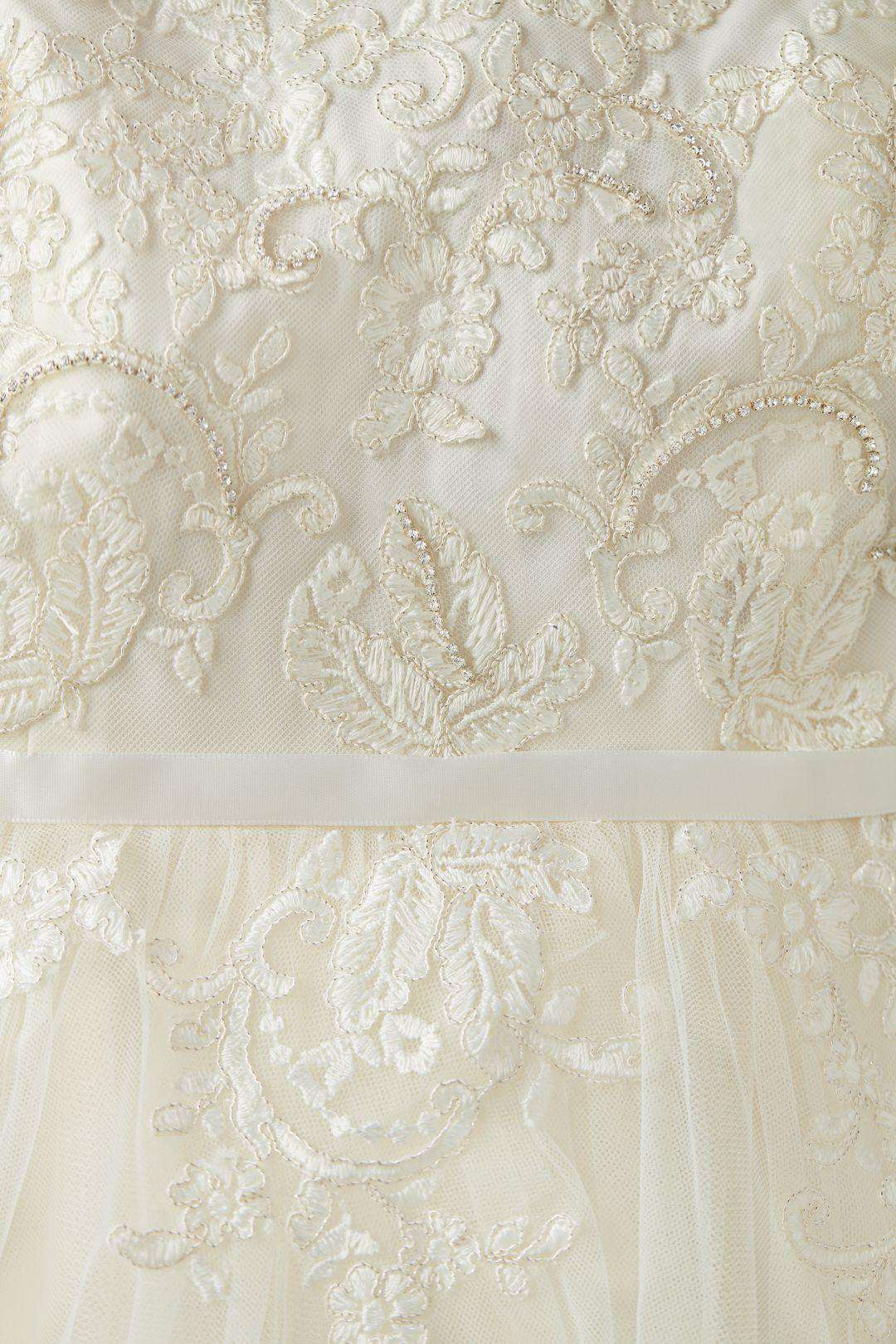Vestido de primera comunión corto con aplicación de encaje, MARFIL SOLIDO, hi-res