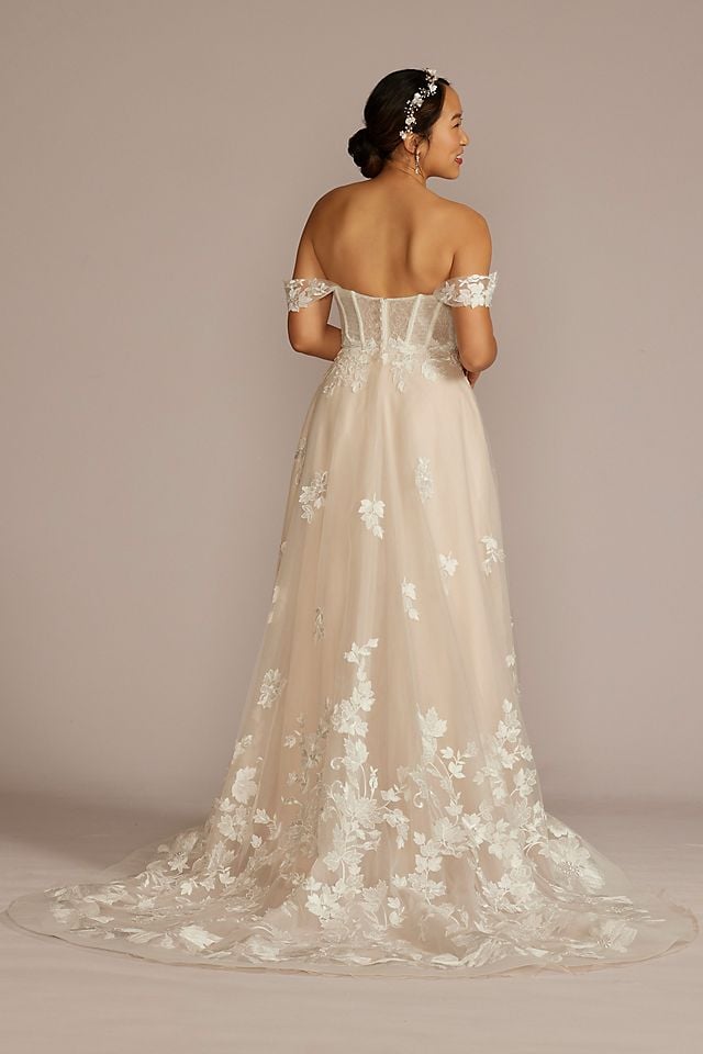 Vestido de novia strapless con corset y mangas desmontables, MARFIL/PIEDRA, hi-res