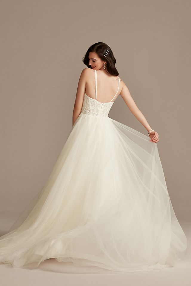 Vestido de novia línea A con corset y escote corazón, MARFIL, hi-res